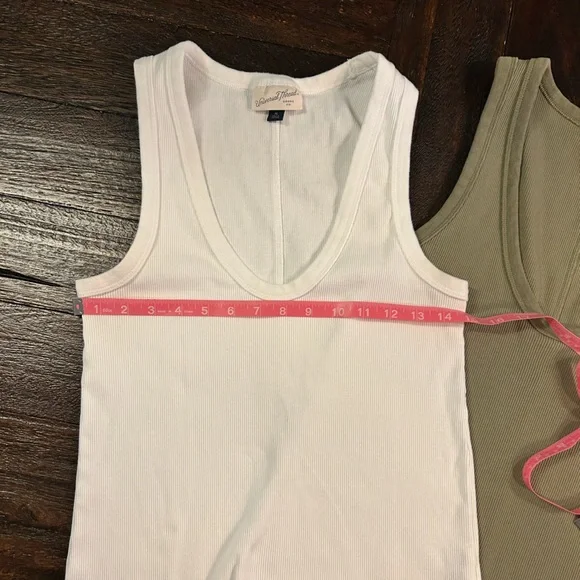 Classic Ribbed Cotton White and Olive Green Tank Top Bundle - Picture 5 of 9